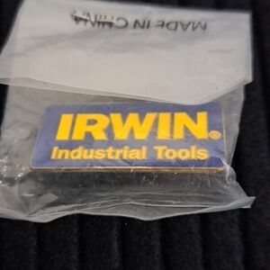 IRWIN Industrial Tools Blue and Yellow Badge Pin Hat Pin